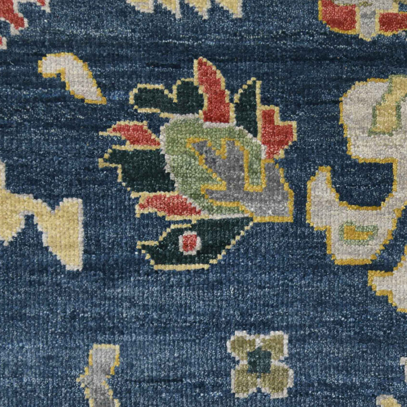 Bristol Hand Knotted Wool Area Rug in Blue; Rust; Grey; Yellow; Ivory, Rectangle 9' x 12'