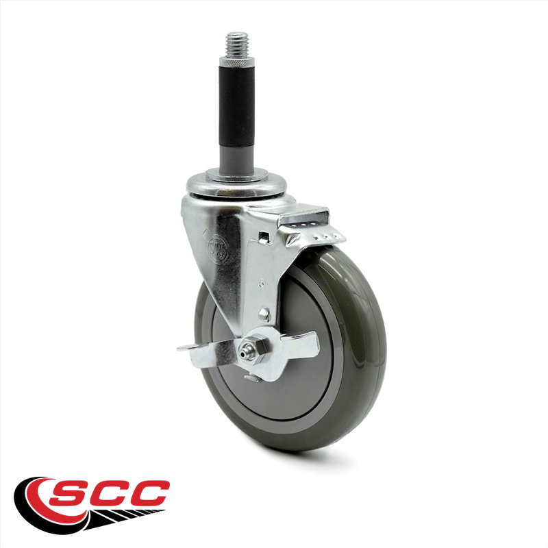 5 Inch  Polyurethane Swivel 3/4 Inch Expanding Stem Caster with Brake SCC/SCC-EX20S514-PPUB-TLB-MTG40