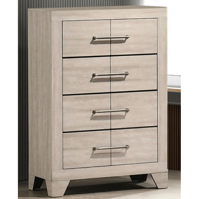 Commode 4 tiroirs Deegan Classic en chêne gris rustique