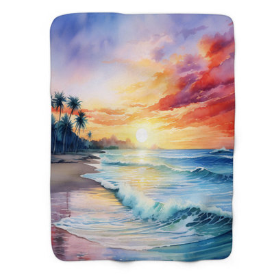 Watercolor Ocean Art - 1 pièce Sherpa Premium