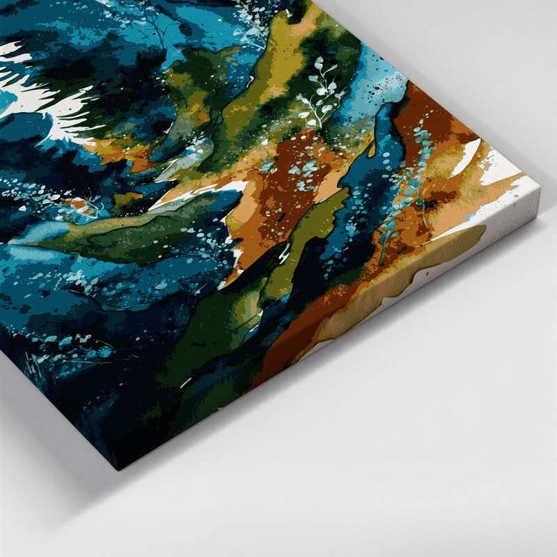 Aquarelle, paysage, 58, art mural sur toile verte, H 20 po x l 30 po