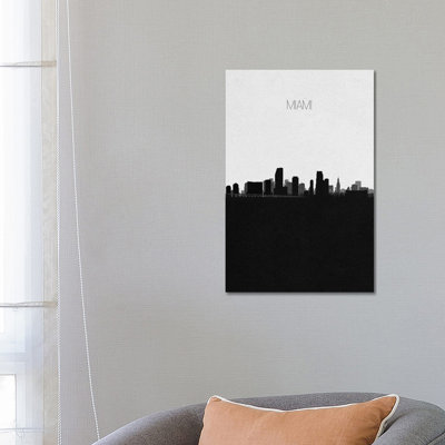 Miami, Florida City Skyline by Ayse Deniz Akerman - Wrapped Canvas Gallery-Wrapped Canvas Giclée