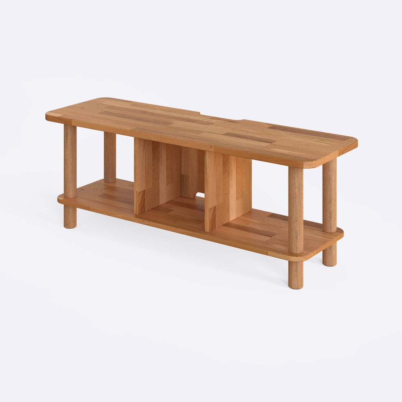 Potter Solid Wood Low Media Console with Divided Shelf – Compact Storage Solution, 17.4”H x 47.2”L x 15”W