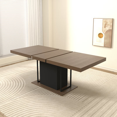 Rectangle Extendable Dining Table For 6-10 People Aged Effect Wood 160-200 Cm