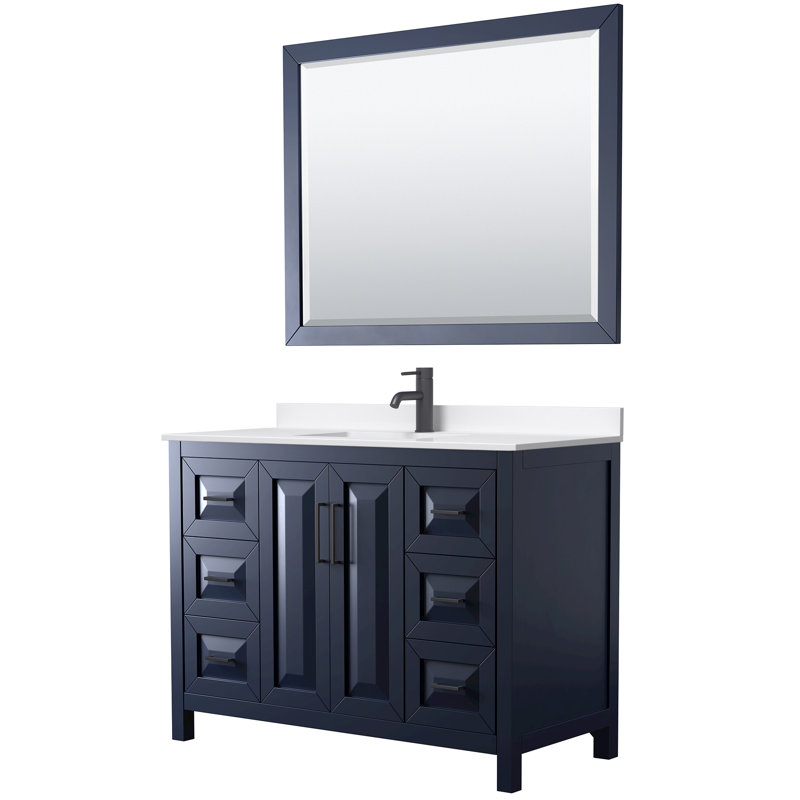 Daria 48'' W Vanity, Matte Black, Blue, Giotto Quartz