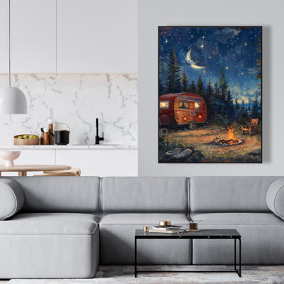 Campfire - Gray Framed Canvas for Elegant Home Decor