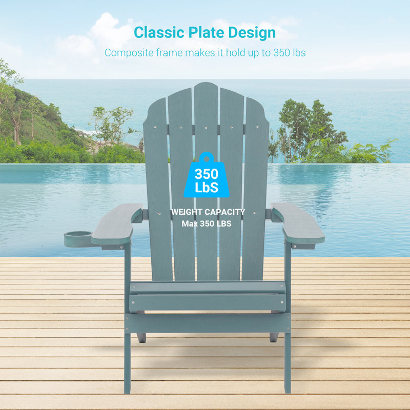 Chaise Adirondack pliante en plastique Halstein, Lac bleu