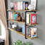 Tablettes 60 po, étagère en bois, tablettes murales pour livres, longue tablette murale, brûlé, 3 niveaux, 3 planches de bois massif incluses