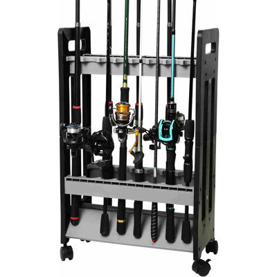 Fishing Rod Holder,Fishing Pole Holders for Garage,Rod Holder for 16 Rod and Reel Combos,Vertical Fishing Rod Rack Floor Storage,Fishing Gifts for Men (Gray)