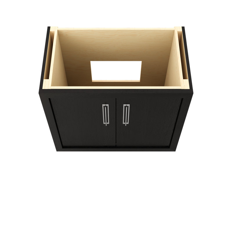 Meuble-lavabo simple Avalon, Noir classique, 36", Chrome poli