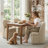 Lyra Taupe Upholstered Armless Side Wingback Dining & Vanity Chair with Hidden Metal Casters