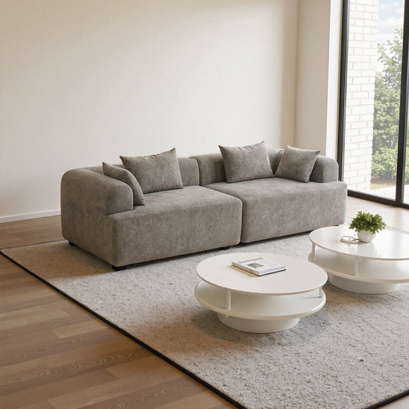 Canapé modulaire modulaire 2 pièces avec méridienne, Gris
