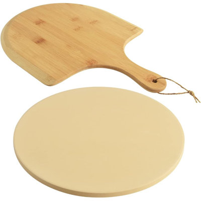Pizza Stone Set, Heavy Duty Round Cordierite Baking Stone for Bread-12inch