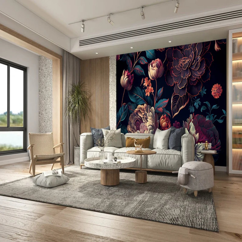 Midnight Bloom Elegance, 117.96" L x 197" W