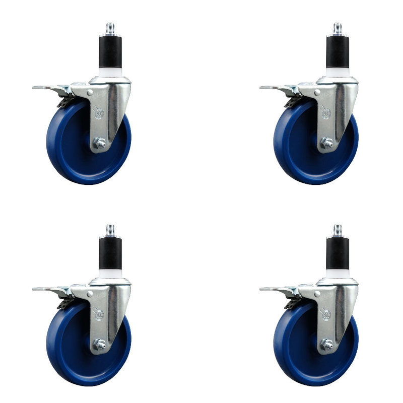 Ensemble de roulettes à tige extensible en polyuréthane solide de 5 pouces 1-1 / 2 pouces