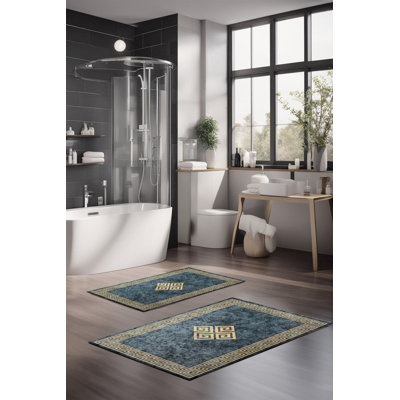 Ensemble de tapis de bain de luxe (2 pièces), 100% polyester, 16,0 x 23,6 pouces et 23,6 x 39,4 pouces | Conception antibactérienne antidérapante, hauteur de poils de 0,3 po | Lavable à la machine, durable et facile à nettoyer | Idéal pour la décoration de salle de bain