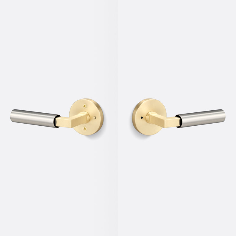 Levanto Round Privacy Rosette In Satin Brass, Smooth Grip In Flat Black, Satin Brass/Satin Nickel
