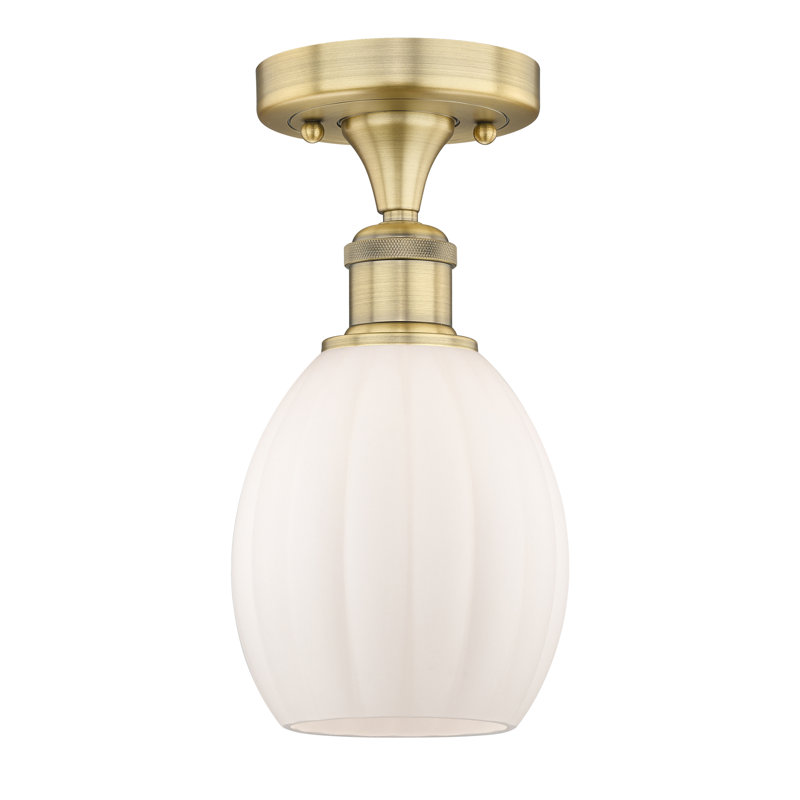 Plafonnier semi-encastré en verre Berl, Blanc mat, Laiton brossé