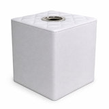 White Tufted Leather & Steel Tissue Box Cover