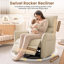 Fauteuil inclinable pivotant en cuir beige-810431875