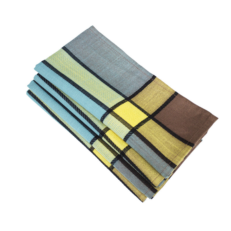 Yamen Polyester Striped Square Napkin, Sea Green