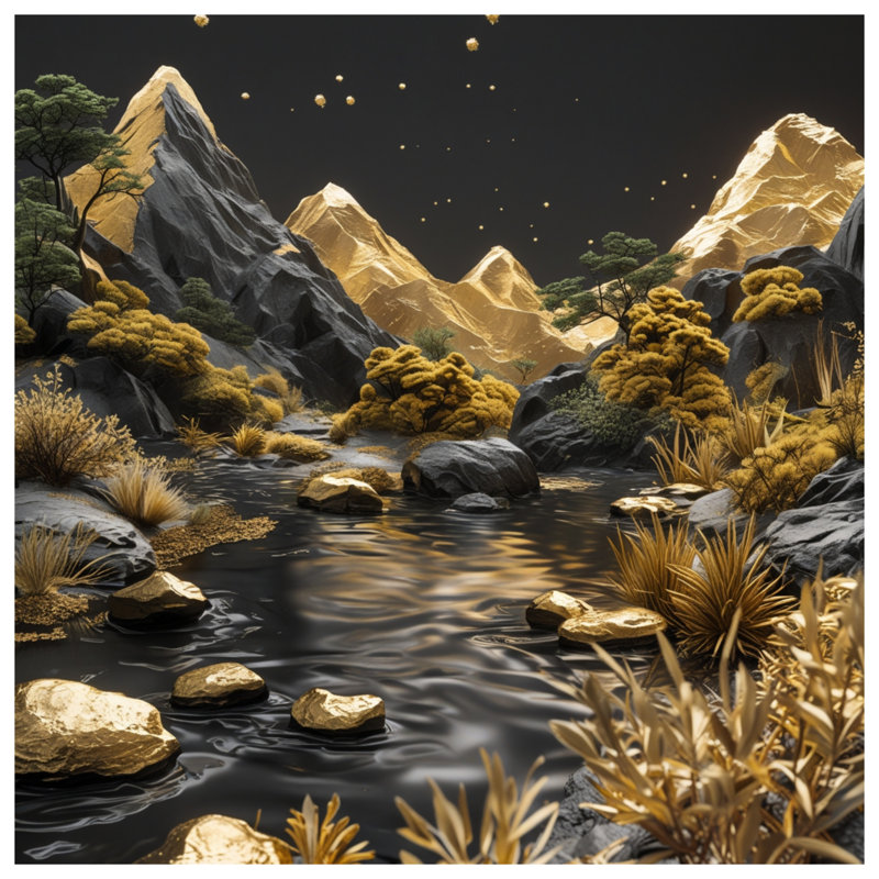 Rideaux de douche Golden Mountains, L 70 po x H 84 po