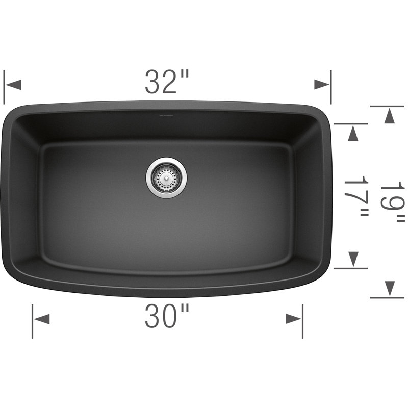 Valea Silgranit 32" Super Single Undermount Kitchen Sink - Anthracite, Anthracite