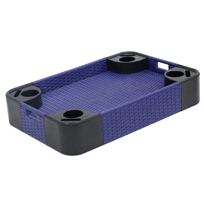 Plateau à boissons flottant pour piscine, baignoire, plateau de service rectangulaire en osier pour boissons, collations