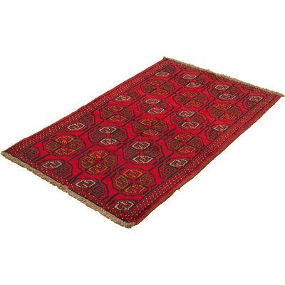 Tapis rouge en laine noué à la main
