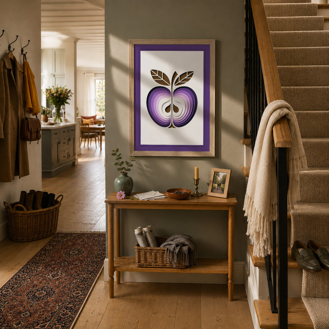 Mirrored Apple in Gold Modern - Framed Print