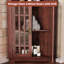 Armoire de rangement de 71 po de hauteur avec 4 portes en verre et 5 tablettes, économiseur d'espace pour la salle de bain, le salon, design Mid Century, noyer rouge