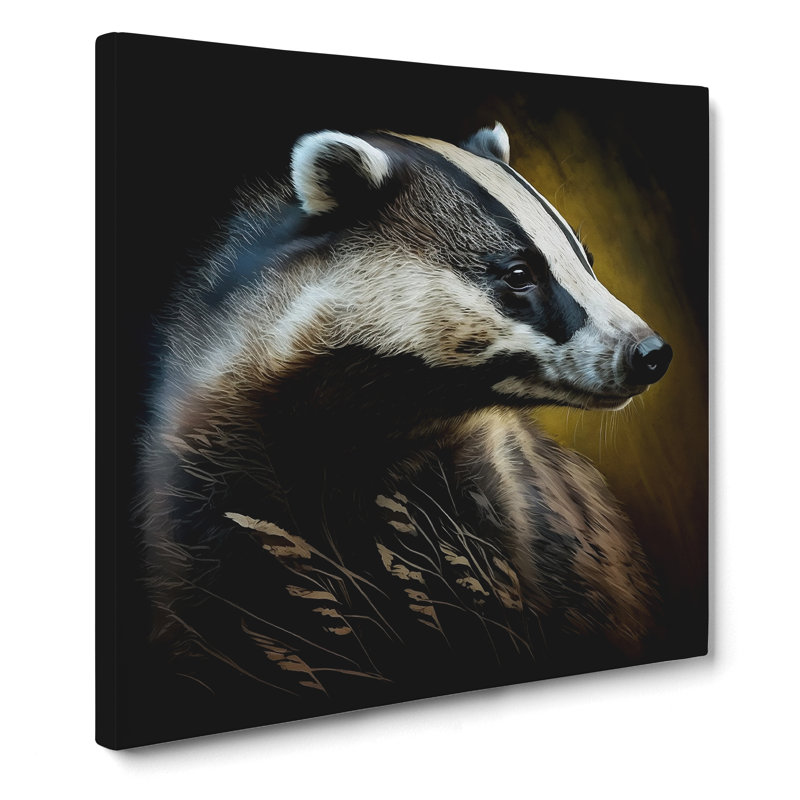 Badger Gestural - Wrapped Canvas - Framed Print, 35cm H x 35cm W x 3cm D