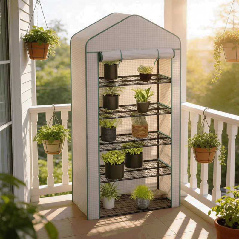 Small Portable Greenhouse,Convenient Mini Greenhouse, Green/White