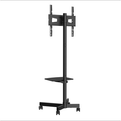 Mobile TV Stand, Mobile TV Cart for 23 to 60 inch TVs, Height Adjustable Portable TV Stand with Wheels, with A Tray for Audio-Visual Devices, Rolling TV Stand with Mount for Bedroom, Living Room
