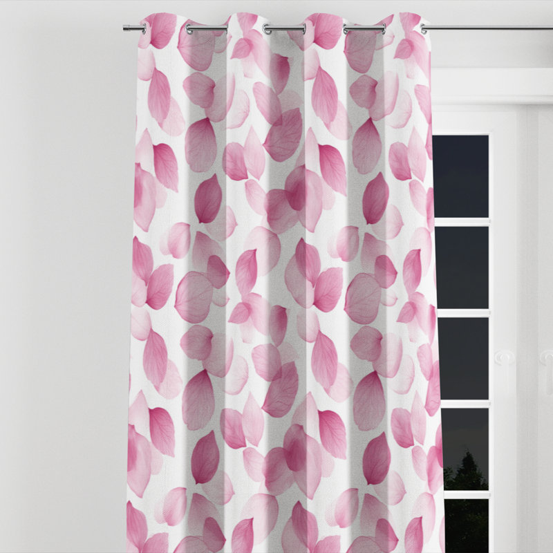 Rideaux pour chambre à coucher avec motifs floraux abstraits pour filles - 1 panneau de rideaux à œillets délicats avec poussière de pétale délicate - 1 panneau