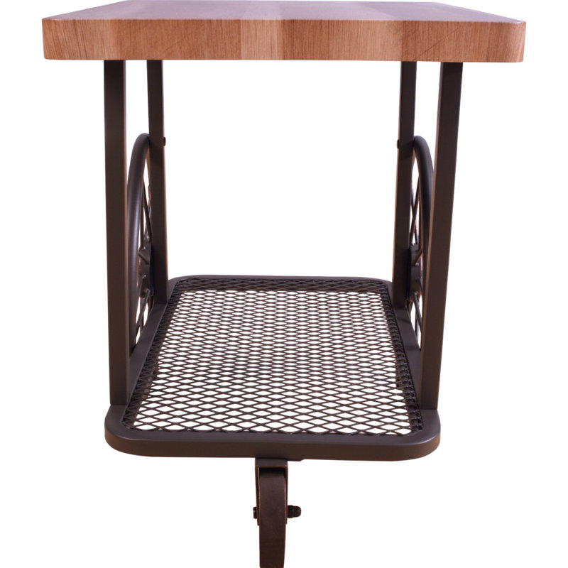 End Table In Oak & Antique Gray