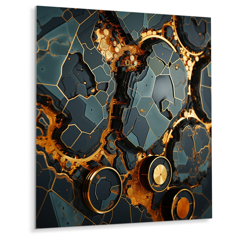 Marbre jaune et noir Elegance IV - art mural géométrique en métal, H 40 po x l 30 po x P 1,5 po
