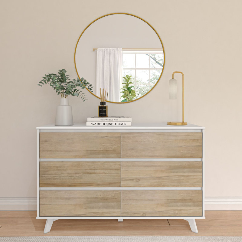 Lauritzen Plank+Beam Scandinavian 6-Drawer Dresser, White/Blonde