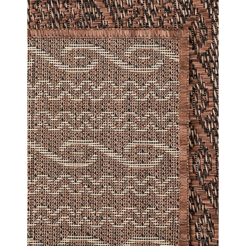 Tapis rayé intérieur / extérieur Robbinston, Brown, Rectangle 4'1" x 6'1"