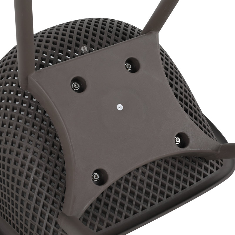Fauteuil moderne en plastique PP résistant aux intempéries avec filet évidé, intérieur / extérieur (ensemble de 2), Gris