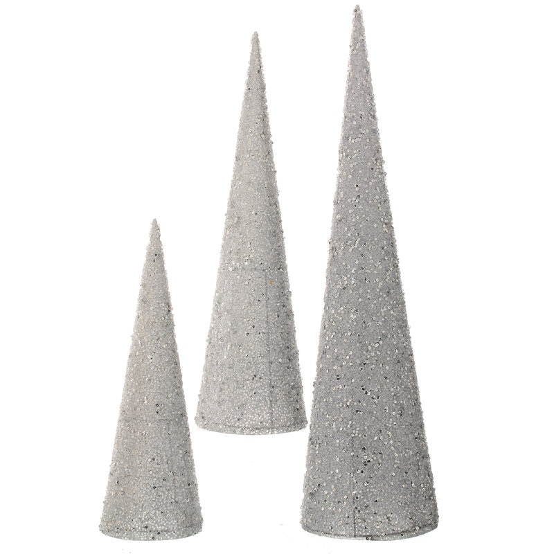 Ensemble de 3 arbres à paillettes ombragés, Argent