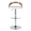 Tabouret de bar réglable en métal chromé, bois gris clair et similicuir blanc avec repose-pieds arrondi en T - ensemble de 2-130030687
