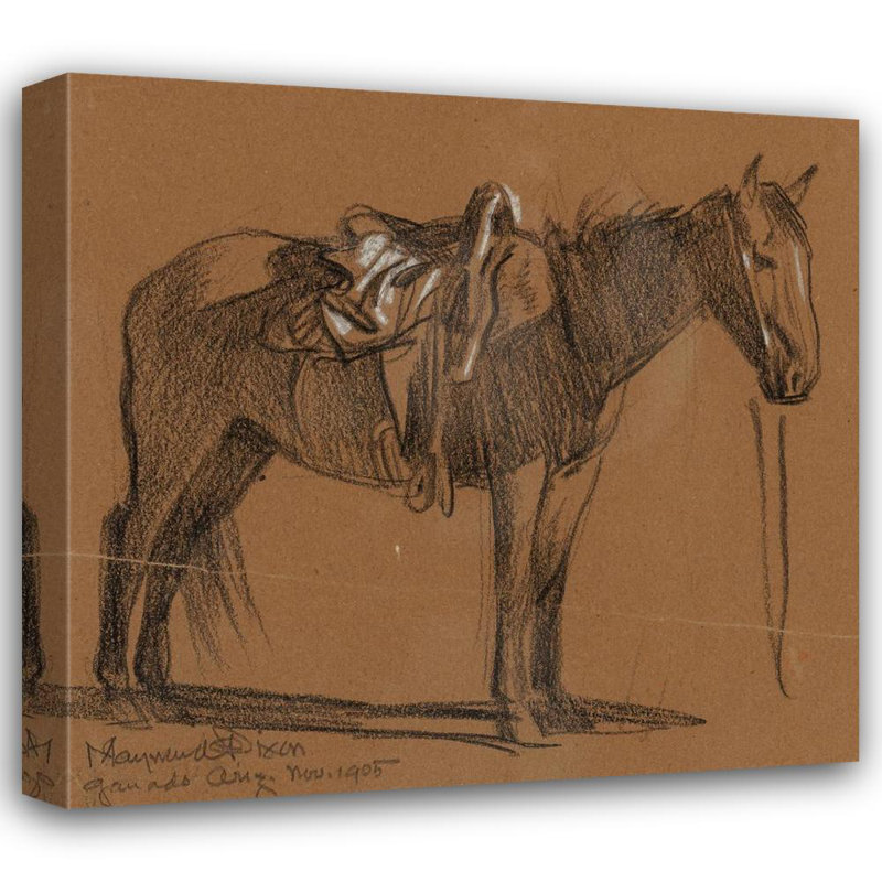 «Horse Study» par Maynard Dixon - Art mural sur toile tendue avec châssis, H 24 po x l 17 po