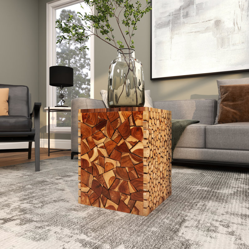 Obrien Solid Wood Block End Table