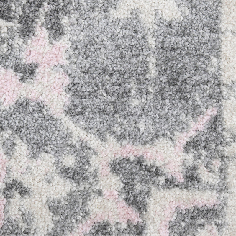 Nieve Traditional Medallion Durable Performance Gray/ Light Pink Area Rug, Rectangle 3'3" x 5'