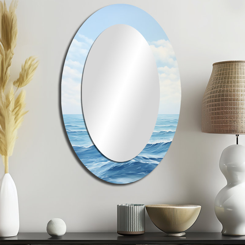 Oceans Infinity Dreamscape II - Large Oval Wall Mirror On Metal, 36" x 24"