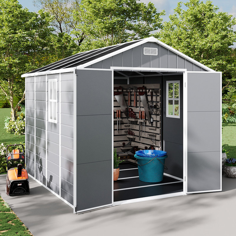 Grey Plastic Outdoor Storage Shed