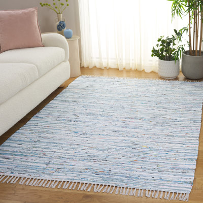 Tapis rayé en coton tissé à la main Fales