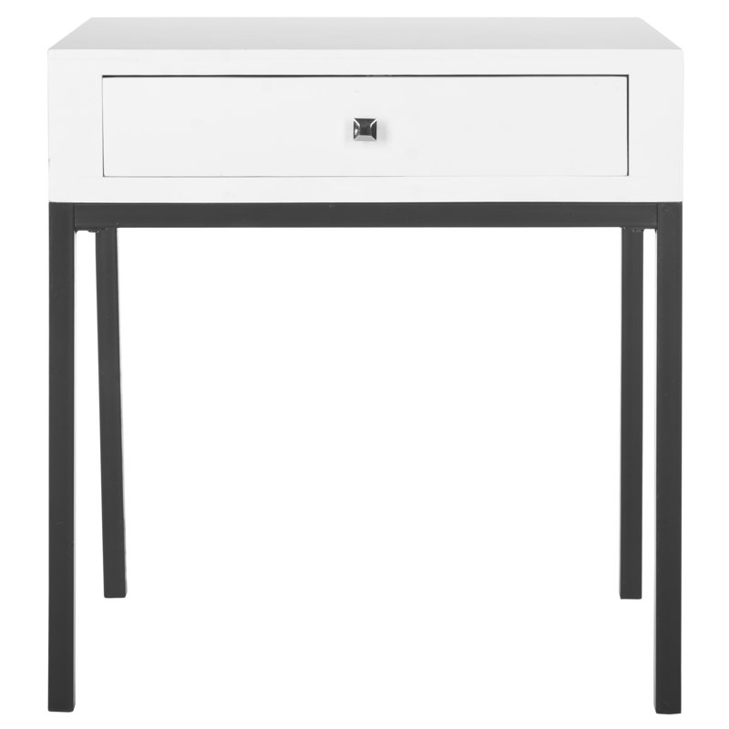 Joanna Solid Wood End Table with Storage, White
