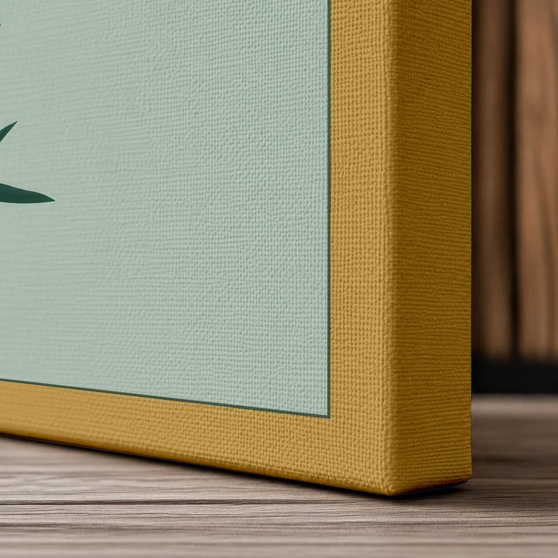 Bamboo Study Japandi - Wrapped Canvas, 24x16 - 61.0 x 40.6 cm, Ochre Border